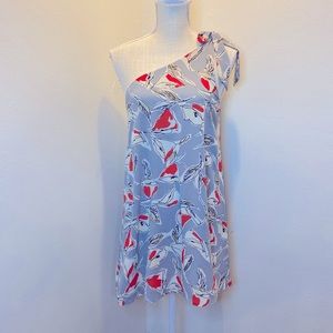 MOD Tie One Shoulder Gray/Orange Dress